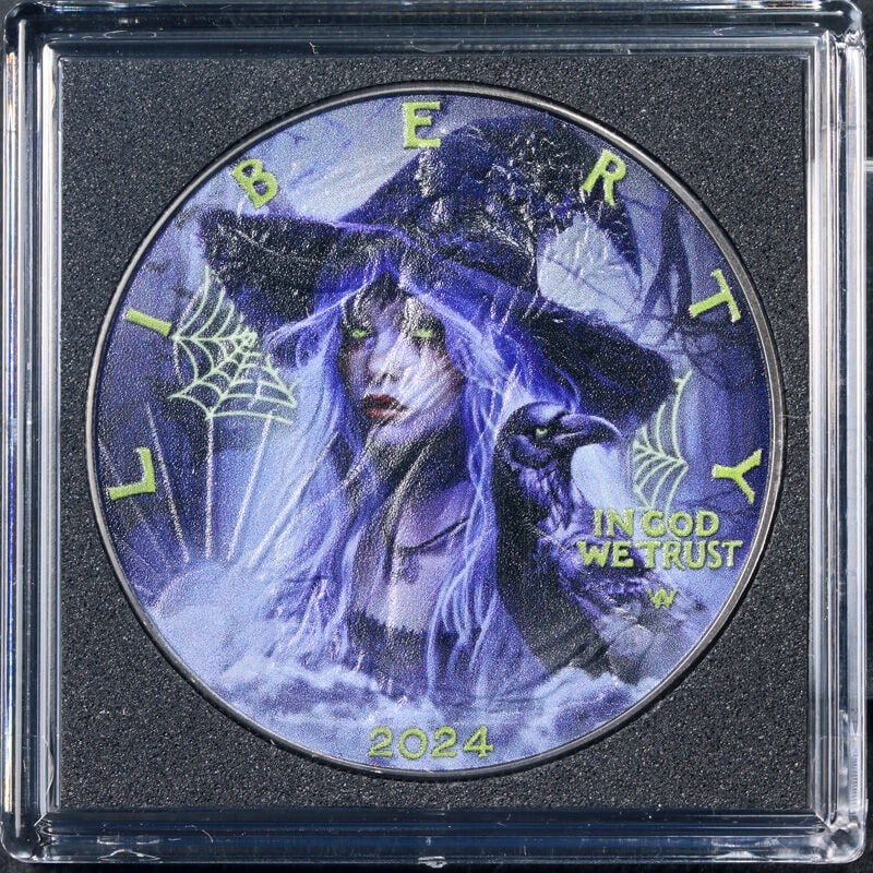 2024 Colorized Silver American Eagle Halloween Witch Spells Edition Uncertified (1 of 3)