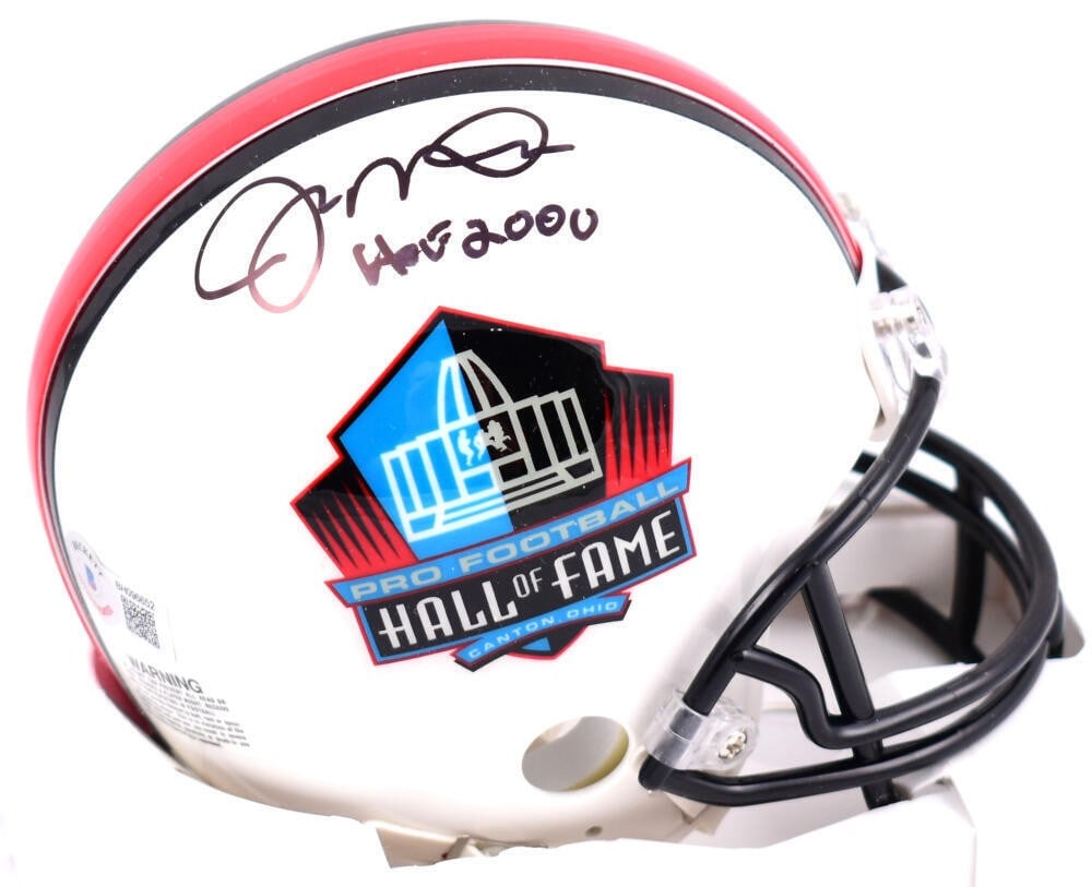 San Francisco 49ers Joe Montana signed HOF mini helmet Beckett hologram: San Francisco 49ers Joe Montana signed HOF mini helmet Beckett hologram Autographed NFL Hall of Fame mini helmet signed by Joe Montana. The helmet is an original item featuring the San Francisco 49ers