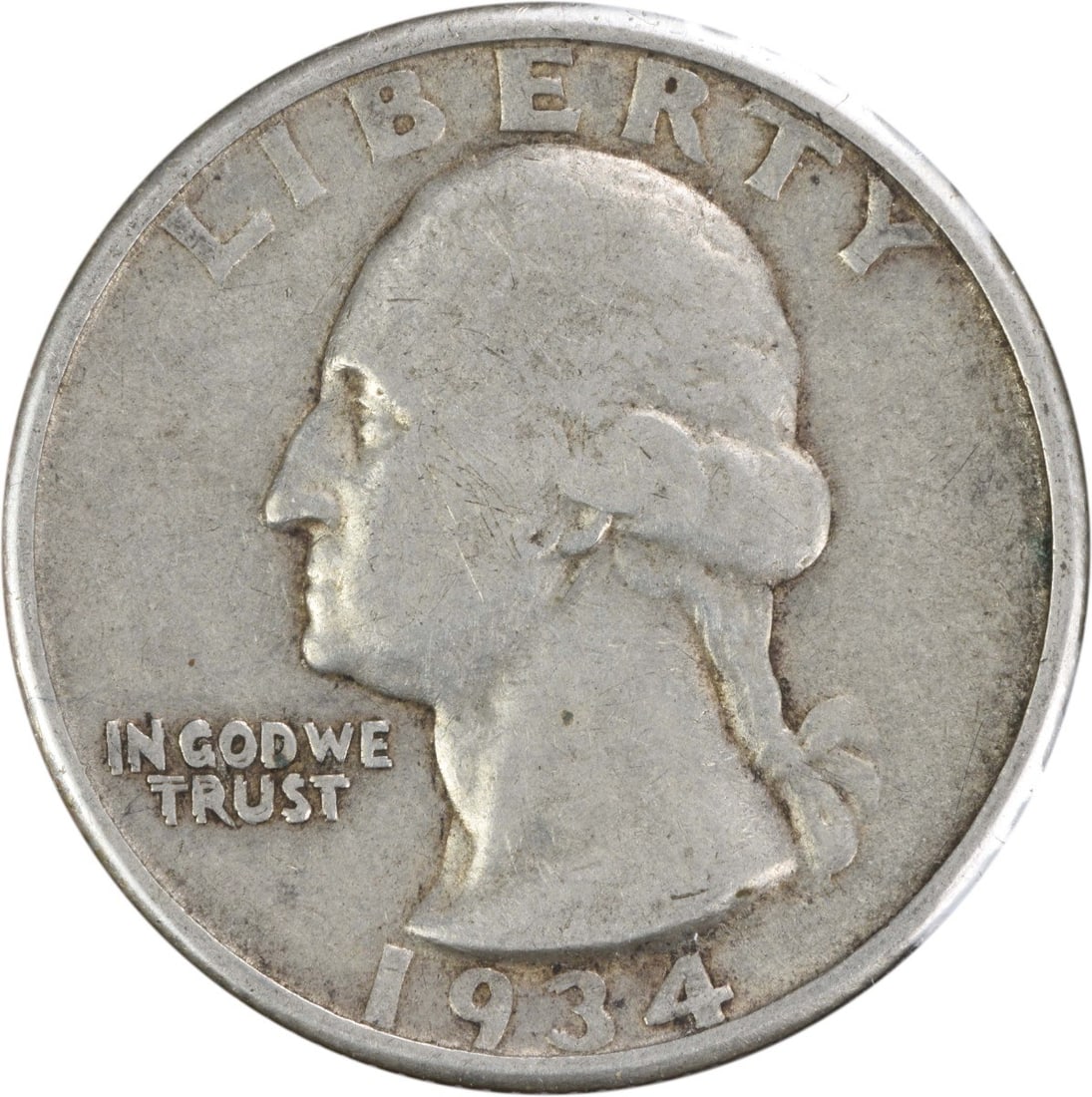 1934 Washington Silver Quarter DDO FS-101 Uncertified 90% Silver: 1934 Washington Silver Quarter DDO FS-101 Uncertified 90% Silver This 1934 Washington Silver Quarter showcases a notable Double Die Obverse (DDO) FS-101, graded as Very Fine (VF). Struck in Philadelph