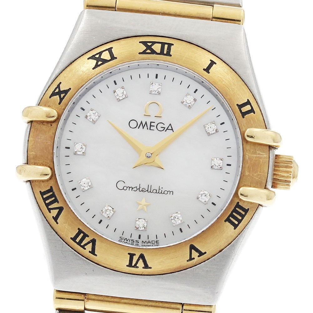 OMEGA Constellation 1262.75 Ladies Quartz Watch with 12P Diamond Bar Dial: OMEGA Constellation 1262.75 Ladies Quartz Watch with 12P Diamond Bar Dial Omega 1262.75 Constellation 12P Diamond Full Bar Quartz ladies wristwatch. This pre-owned Swiss-made watch is designed for wom