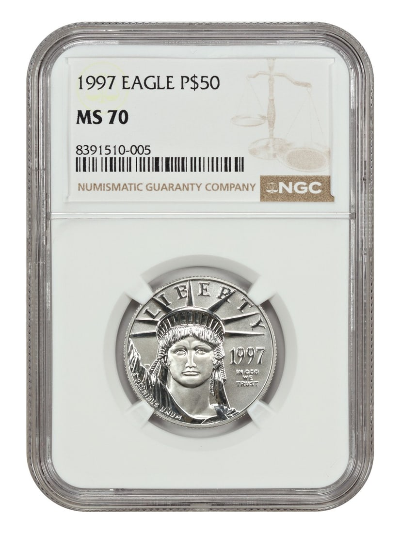 NGC MS70 1997 $50 Platinum Eagles Statue of Liberty Coin (1 of 4)