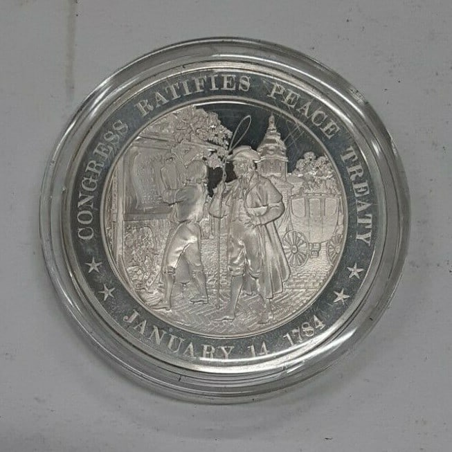 Franklin Mint 1784 Sterling Silver Peace Treaty Medal (1 of 2)