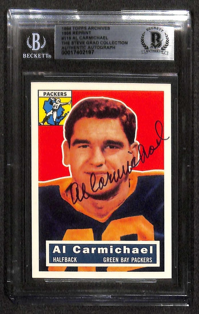 Signed 1994 Topps Archives 1956 #115 Football Card Al Carmichael Beckett Authenticated (1 of 1)