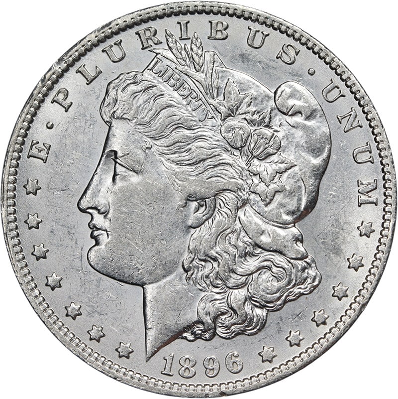 1896 O Morgan Silver Dollar Nice AU BU Bright White: 1896 O Morgan Silver Dollar Nice AU BU Bright White This 1896-O Morgan Silver Dollar features attractive eye appeal, strong luster, and a well-defined strike. The coin displays bright white color with