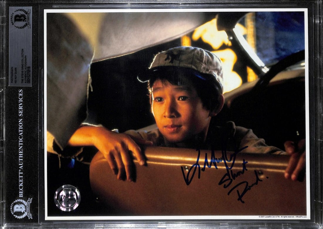Ke Huy Quan Short Round 8x10 Beckett Signed Photo: Ke Huy Quan Short Round 8x10 Beckett Signed Photo This is a hand-signed 8x10 photograph of Ke Huy Quan in his role as Short Round from "Indiana Jones and the Temple of Doom." The autograph is authenti