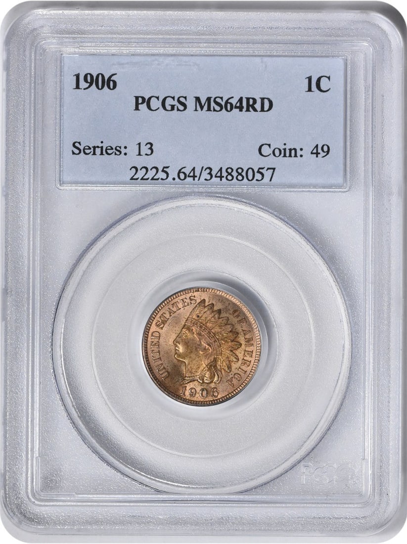 PCGS MS64RD 1906 Indian Head Copper Small Cent (1 of 2)