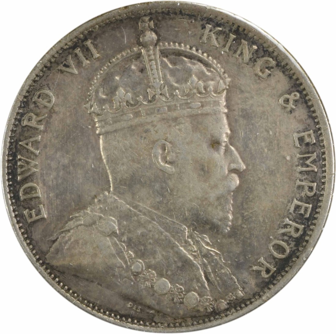 1902 Straits Settlements 50 Cents Silver KM23 Circulated Coin (1 of 2)