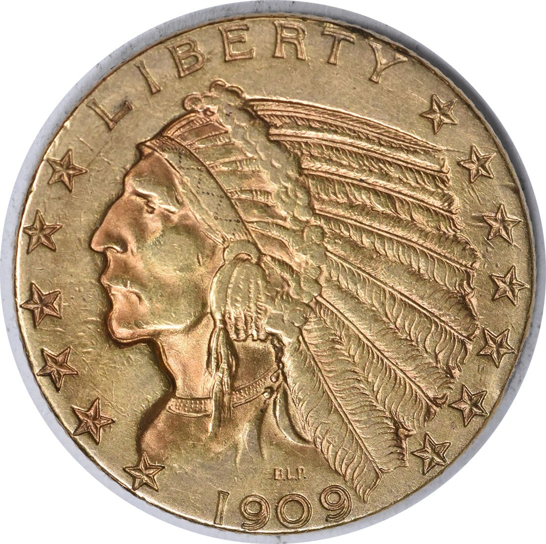 1909-D Denver $5 Indian Head Gold Coin EF Uncertified: 1909-D Denver $5 Indian Head Gold Coin EF Uncertified This is a 1909-D $5 Gold Indian coin from the United States, designed by Bela Lyon Pratt. Struck in Denver, this pre-1933 coin is composed of 90% 