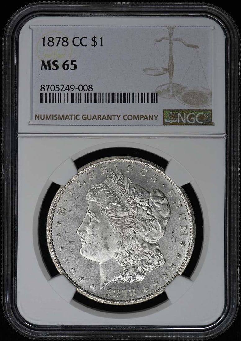 NGC MS65 1878 Carson City Morgan Dollar: NGC MS65 1878 Carson City Morgan Dollar This 1878-CC Morgan Dollar is graded MS65 by NGC and originates from the Carson City Mint. The coin is uncirculated and features the classic Morgan Dollar desig