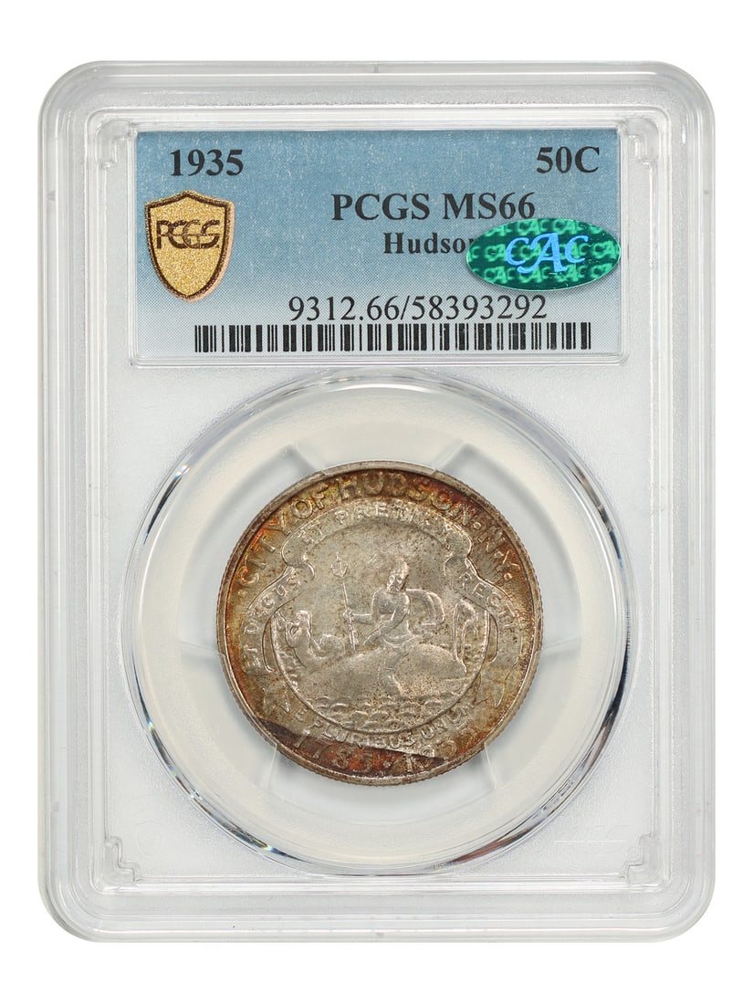 PCGS CAC MS66 1935 Hudson 50C silver commemorative coin (1 of 5)
