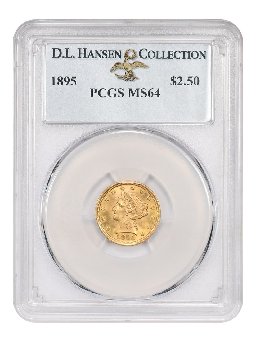 1895 Liberty Head $2.50 Gold Coin PCGS MS64: 1895 Liberty Head $2.50 Gold Coin PCGS MS64 1895 $2.50 Liberty Head coin certified by PCGS and graded MS64. Struck at the Philadelphia Mint, this uncirculated piece has certification number 82600099. 