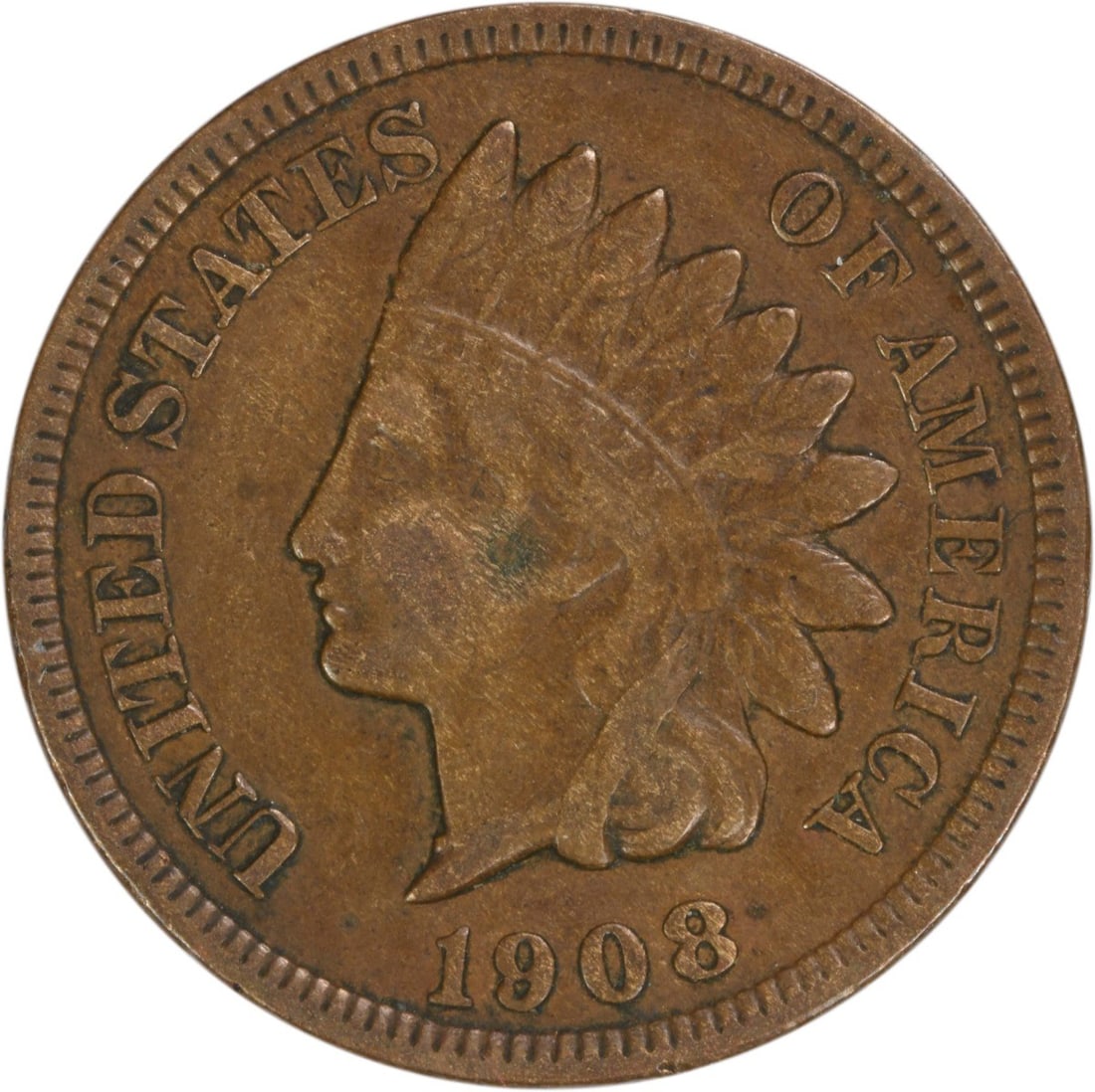 San Francisco Mint 1908 Indian Head Cent VF Grade Uncertified: San Francisco Mint 1908 Indian Head Cent VF Grade Uncertified This 1908-S Indian Head Cent is a circulated coin from the United States, minted in San Francisco. It is composed of 95% copper and 5% tin