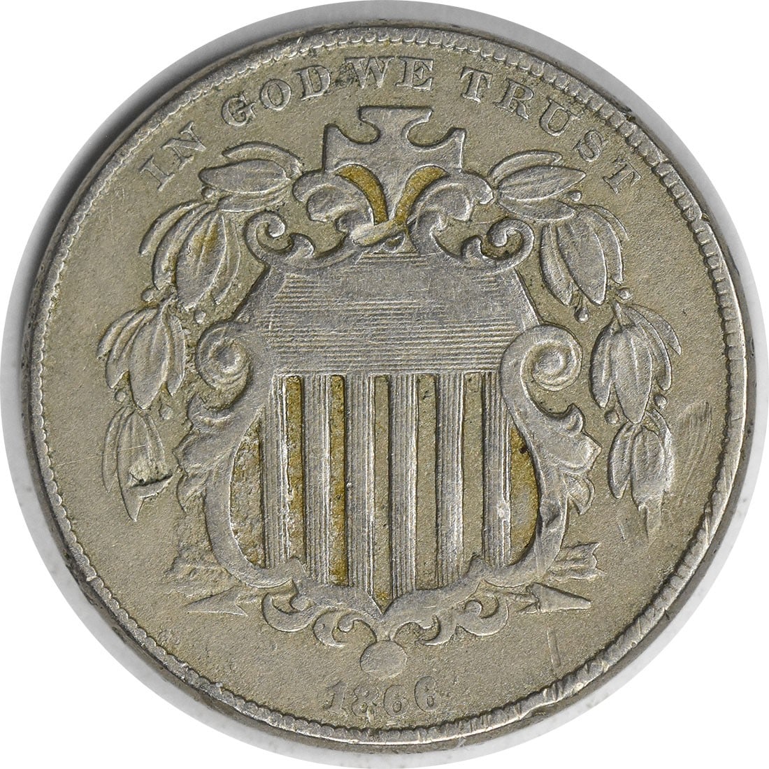 1866 5C Shield Nickel With Rays VF Uncertified (1 of 2)