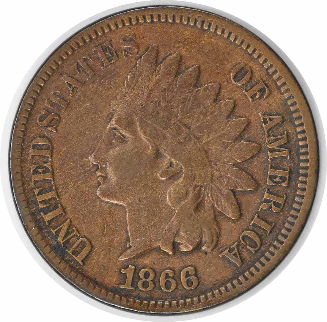 1866 Indian Head Copper Small Cent VF Uncertified: 1866 Indian Head Copper Small Cent VF Uncertified This is an 1866 Indian Head Cent featuring the RPD FS-302 S-3 variety. The coin is circulated and graded as VF (Very Fine). It is composed of copper a