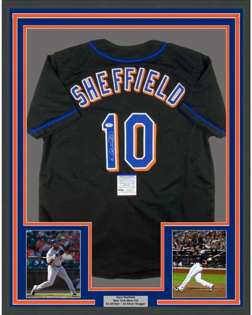 Framed Autographed Gary Sheffield Black Jersey New York Mets PSA/DNA COA (1 of 2)