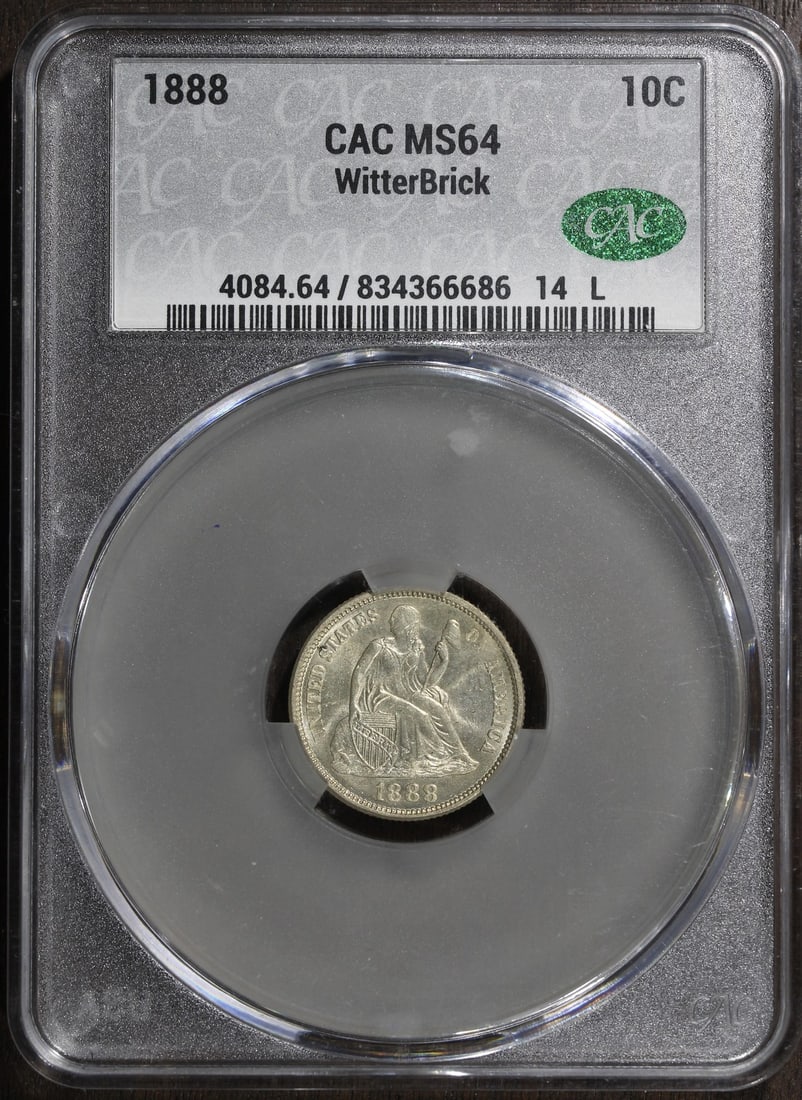 1888 Seated Liberty Silver Dime 10C MS64 CAC CACG (1 of 2)