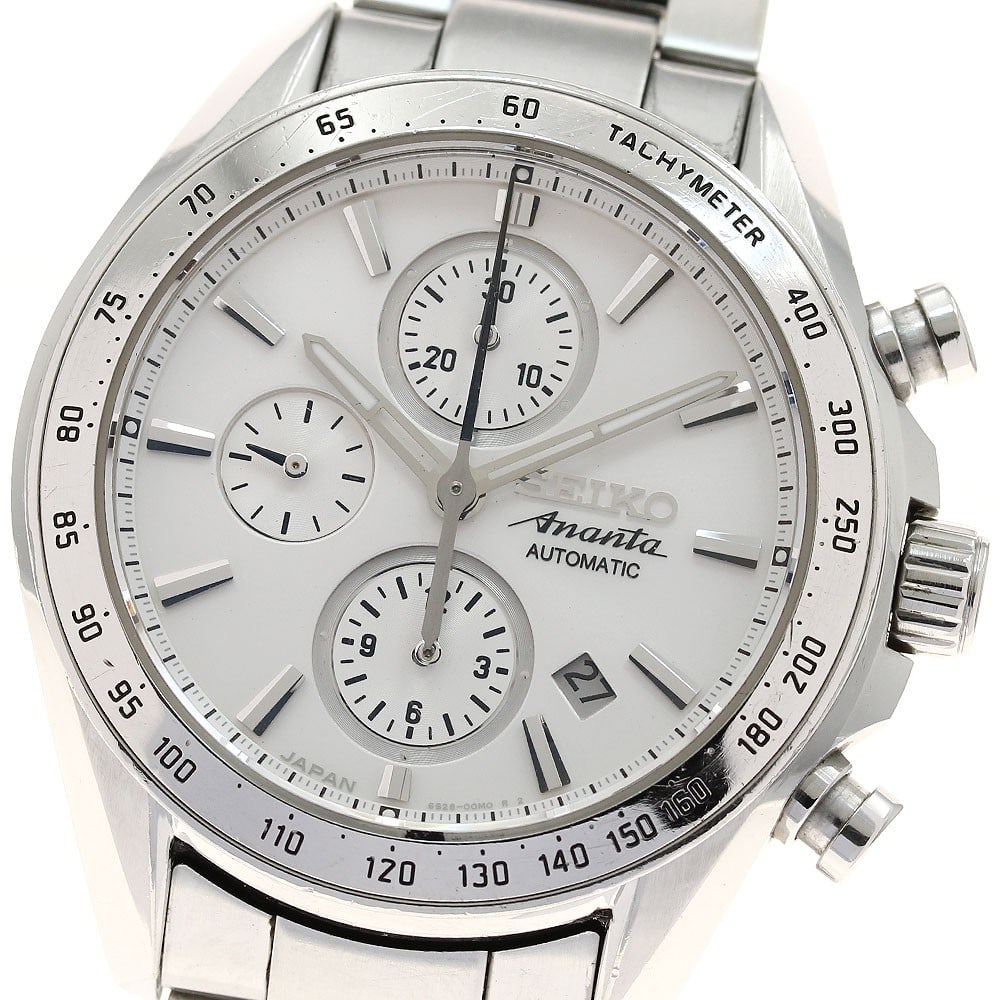 SEIKO Brightz Ananta automatic chronograph men's wristwatch: SEIKO Brightz Ananta automatic chronograph men's wristwatch This SEIKO Brightz Ananta Chronograph Automatic men's wristwatch features a stainless steel case and band with a silver dial. The watch offe