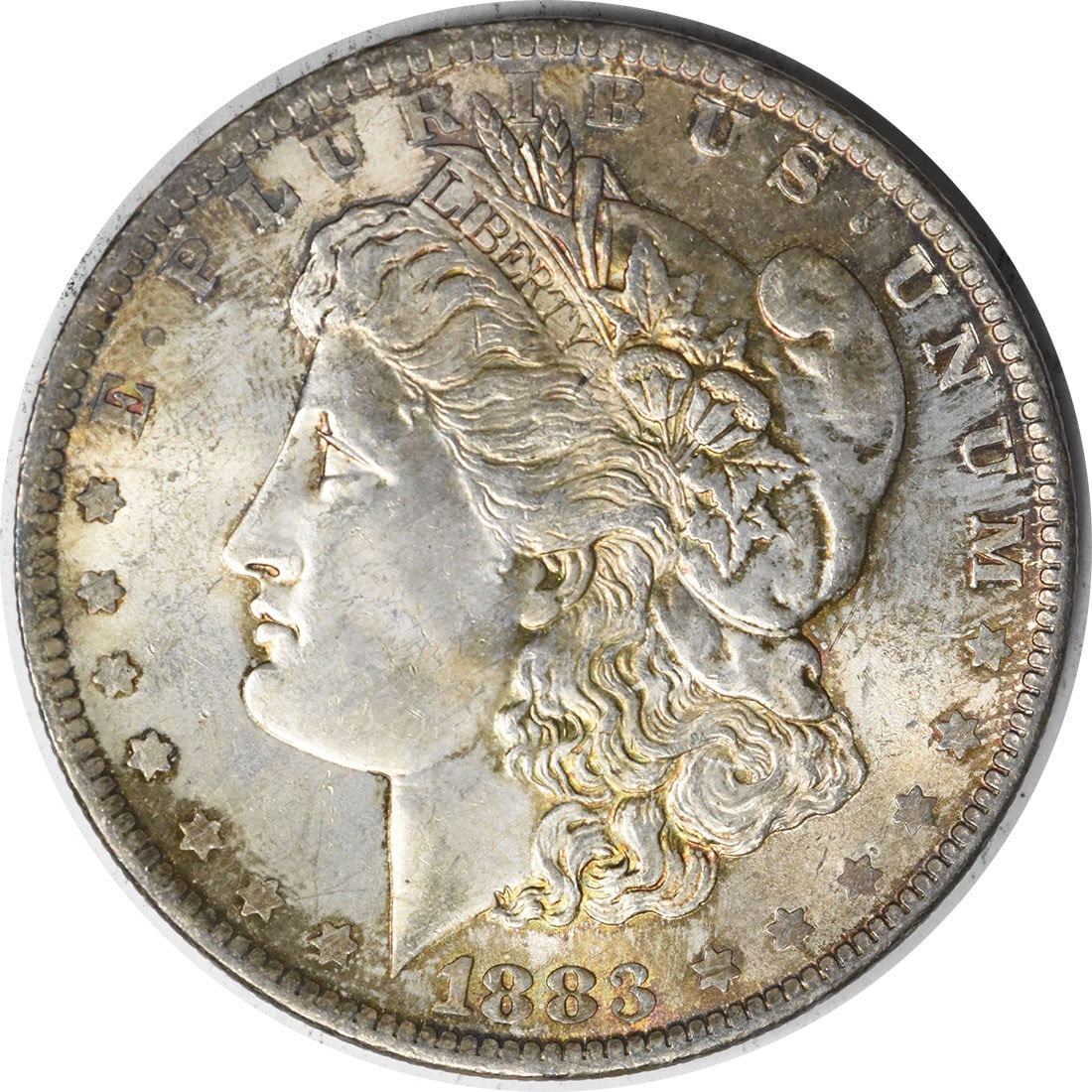 Choice BU 1883-O Morgan Dollar Uncirculated Silver Toned Example: Choice BU 1883-O Morgan Dollar Uncirculated Silver Toned Example This 1883-O Morgan Silver Dollar is a choice brilliant uncirculated (BU) coin with attractive toning. Struck at the New Orleans Mint, i