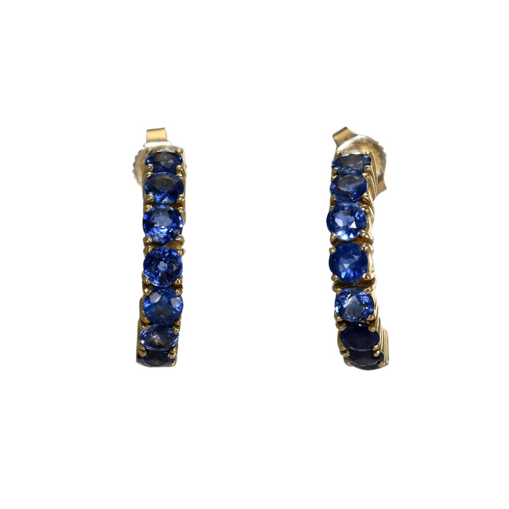 Vintage 14k Yellow Gold Sapphire Dangle Earrings 1.60 TCW (1 of 5)