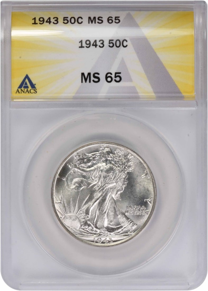 1943 Liberty Walking Half Dollar MS65 ANACS Certified Silver Coin (1 of 2)