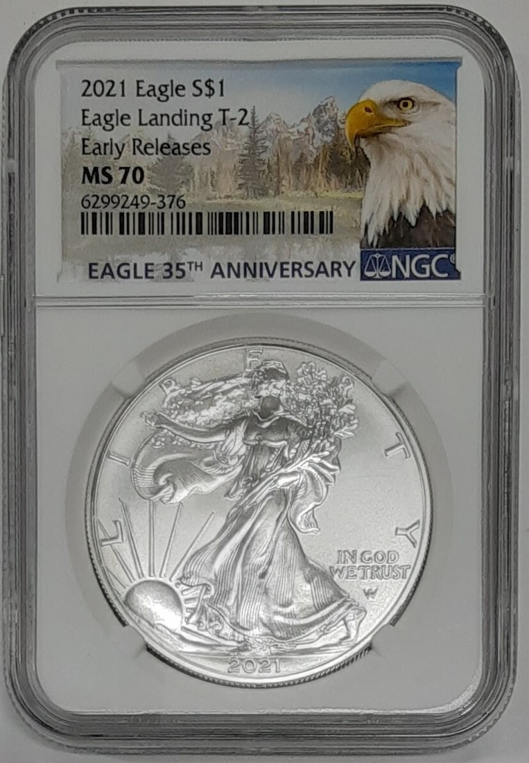NGC MS-70 Early Releases 2021 Silver Eagle Type II 1 Oz .999 Coin (1 of 2)