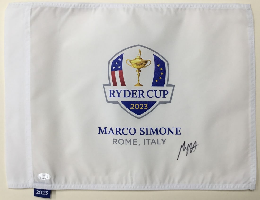 Max Homa Signed 2023 Ryder Cup Pin Flag JSA Authenticated AV66407 (1 of 4)
