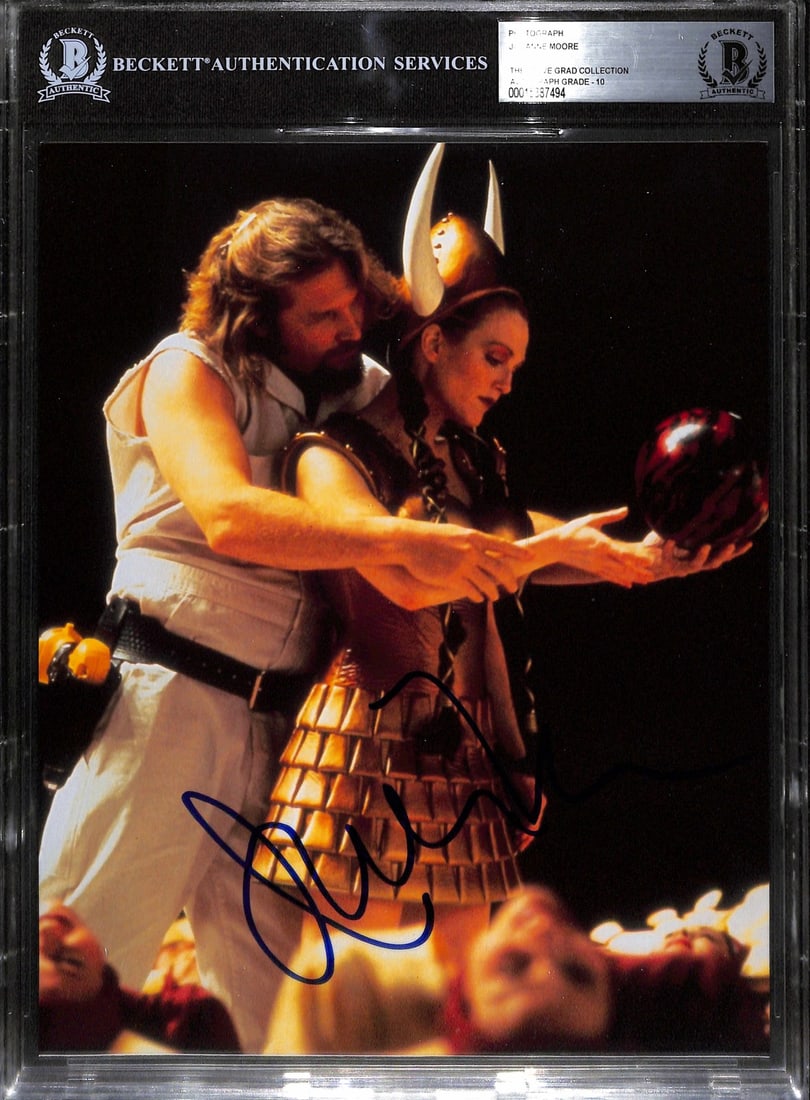 Beckett authenticated Julianne Moore 8x10 Big Lebowski photo signed 10: Beckett authenticated Julianne Moore 8x10 Big Lebowski photo signed 10 This is a signed 8x10 photograph of Julianne Moore portraying her character in The Big Lebowski. The autograph has been authentic