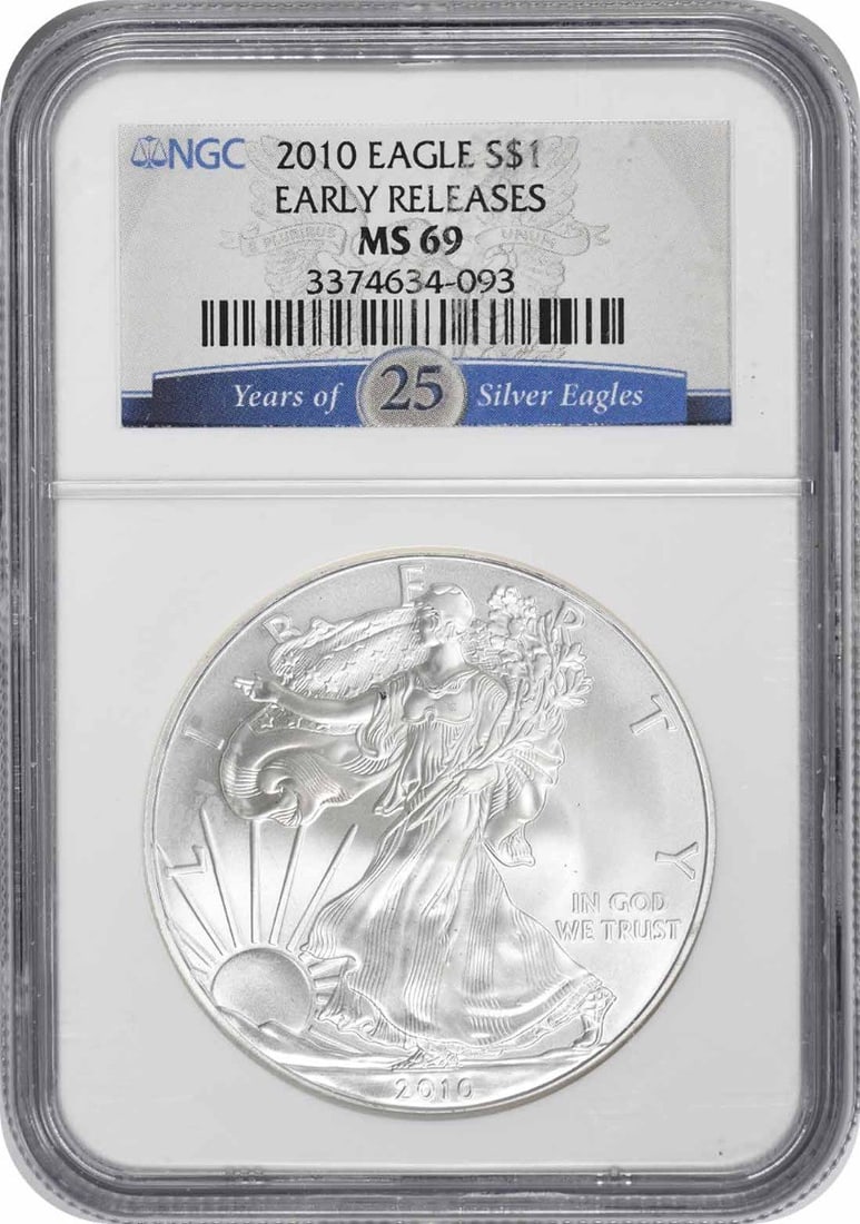 2010 Silver American Eagle Dollar NGC MS69 Early Releases (1 of 2)