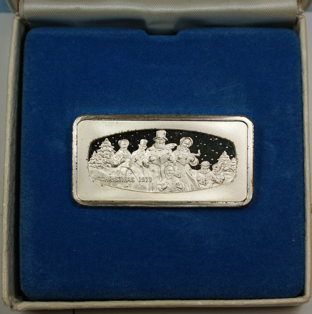 Franklin Mint Sterling Silver Christmas 1973 Ingot 1000 Grain (1 of 2)