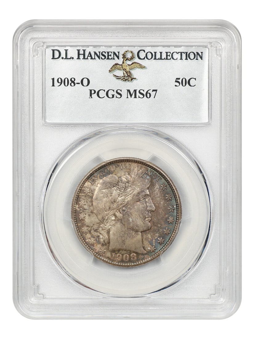 Barber Half Dollar 1908 O 50C PCGS MS67 ex D.L. Hansen (1 of 4)