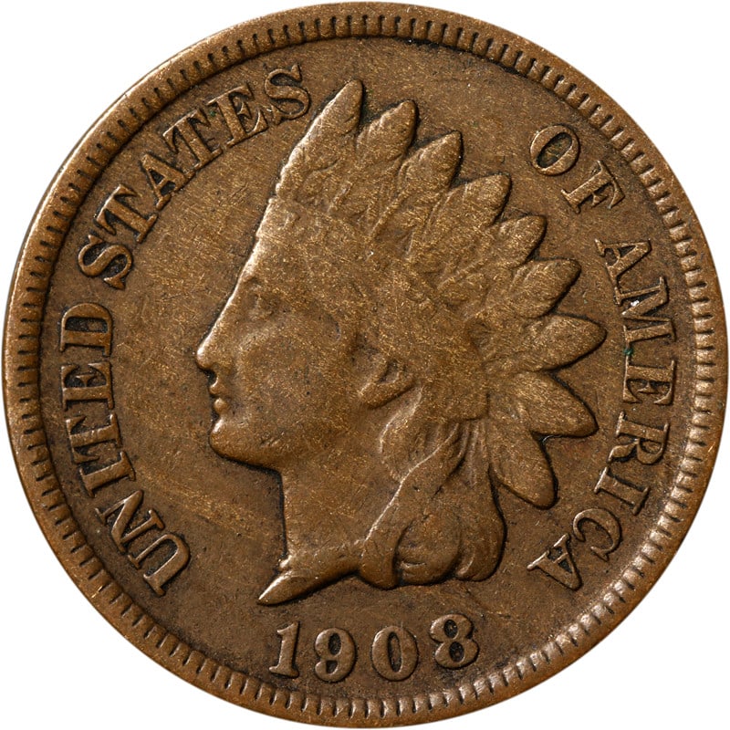San Francisco Minted 1908 Indian Head Copper Cent Coin (1 of 2)