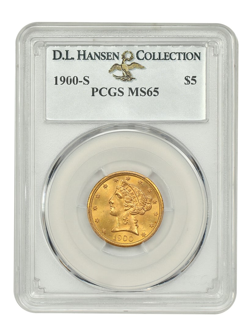 1900-S Liberty Head $5 Coin PCGS MS65 Uncirculated Gold: 1900-S Liberty Head $5 Coin PCGS MS65 Uncirculated Gold This 1900-S Liberty Head $5 gold coin is certified by PCGS with a grade of MS65, showcasing its uncirculated condition. Struck at the San Franci