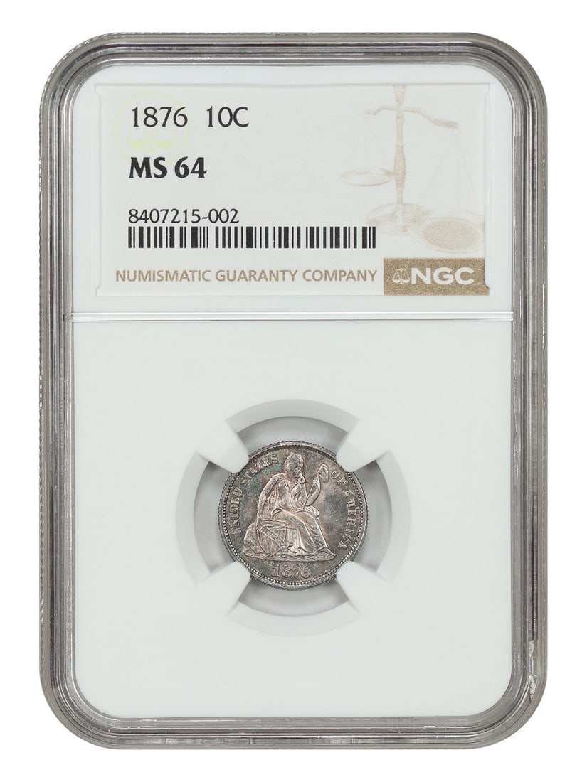 1876 NGC MS64 10C Philadelphia Liberty Seated Dime: 1876 NGC MS64 10C Philadelphia Liberty Seated Dime This is an 1876 Liberty Seated Dime graded MS64 by NGC. The coin is uncirculated and was struck in Philadelphia. It belongs to the Liberty Seated Dim