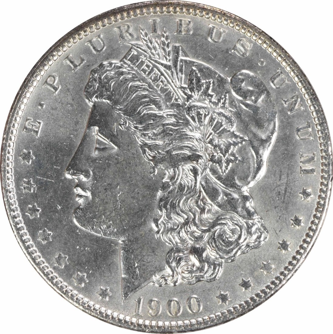 Uncirculated 1900 Morgan Dollar Silver Coin Brilliant Uncertified Example: Uncirculated 1900 Morgan Dollar Silver Coin Brilliant Uncertified Example This 1900 Morgan Silver Dollar is an uncirculated coin featuring brilliant uncirculated (BU) grade. Composed of silver, this c