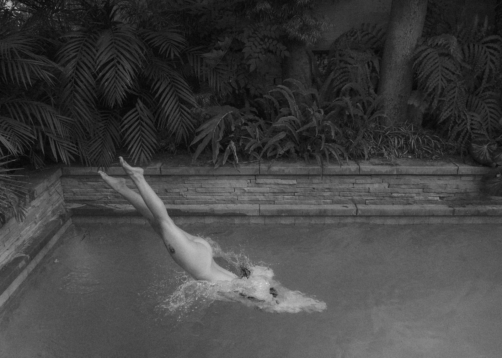 Dive In Black and White Photography by Larsen Sotelo Edition of 15 25 x 35: Dive In Black and White Photography by Larsen Sotelo Edition of 15 25 x 35 "Dive In" is a striking piece of black and white photography by Larsen Sotelo, created in 2022. This modern artwork measures 