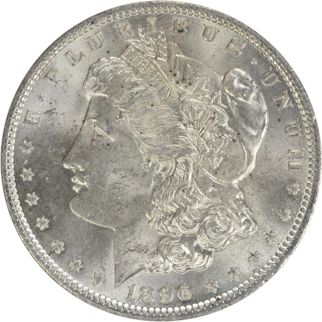 1896 Silver Morgan Dollar Choice Brilliant Uncirculated Uncertified Coin: 1896 Silver Morgan Dollar Choice Brilliant Uncirculated Uncertified Coin This 1896 Morgan Silver Dollar is a Choice Brilliant Uncirculated (BU) coin from the United States. It is composed of silver an