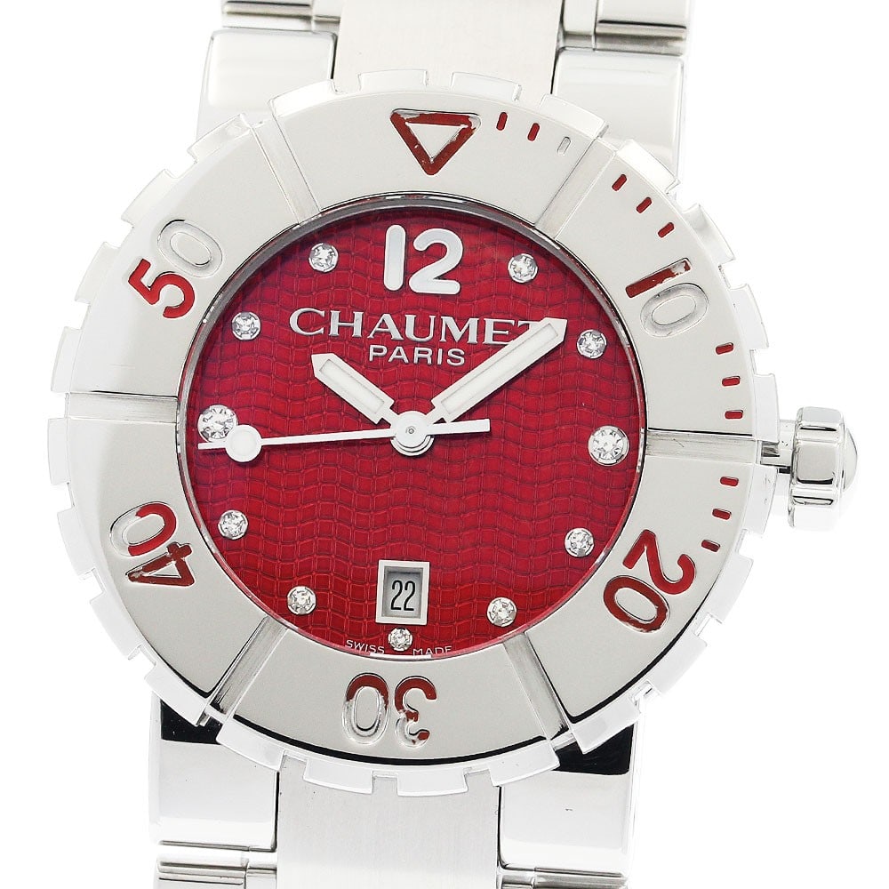 Chaumet Class One 622C Quartz Date Ladies Steel Watch: Chaumet Class One 622C Quartz Date Ladies Steel Watch This Chaumet Class One 622C women's wristwatch features a stainless steel case and bracelet with a striking red dial. Powered by a quartz movement