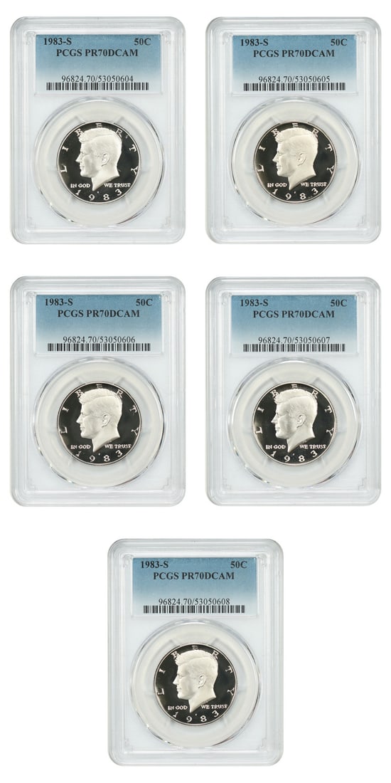 5 PCGS PR70DCAM 1983-S Kennedy Half Dollars 50C (1 of 4)