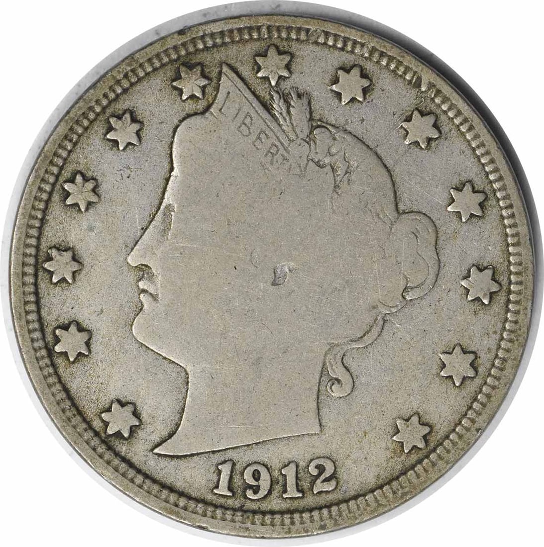 1912-S Liberty 5C Nickel Fine Grade Uncertified: 1912-S Liberty 5C Nickel Fine Grade Uncertified This is a 1912-S Liberty Nickel from the United States. The coin is circulated and graded as Fine (F). It is composed of nickel and features the classic