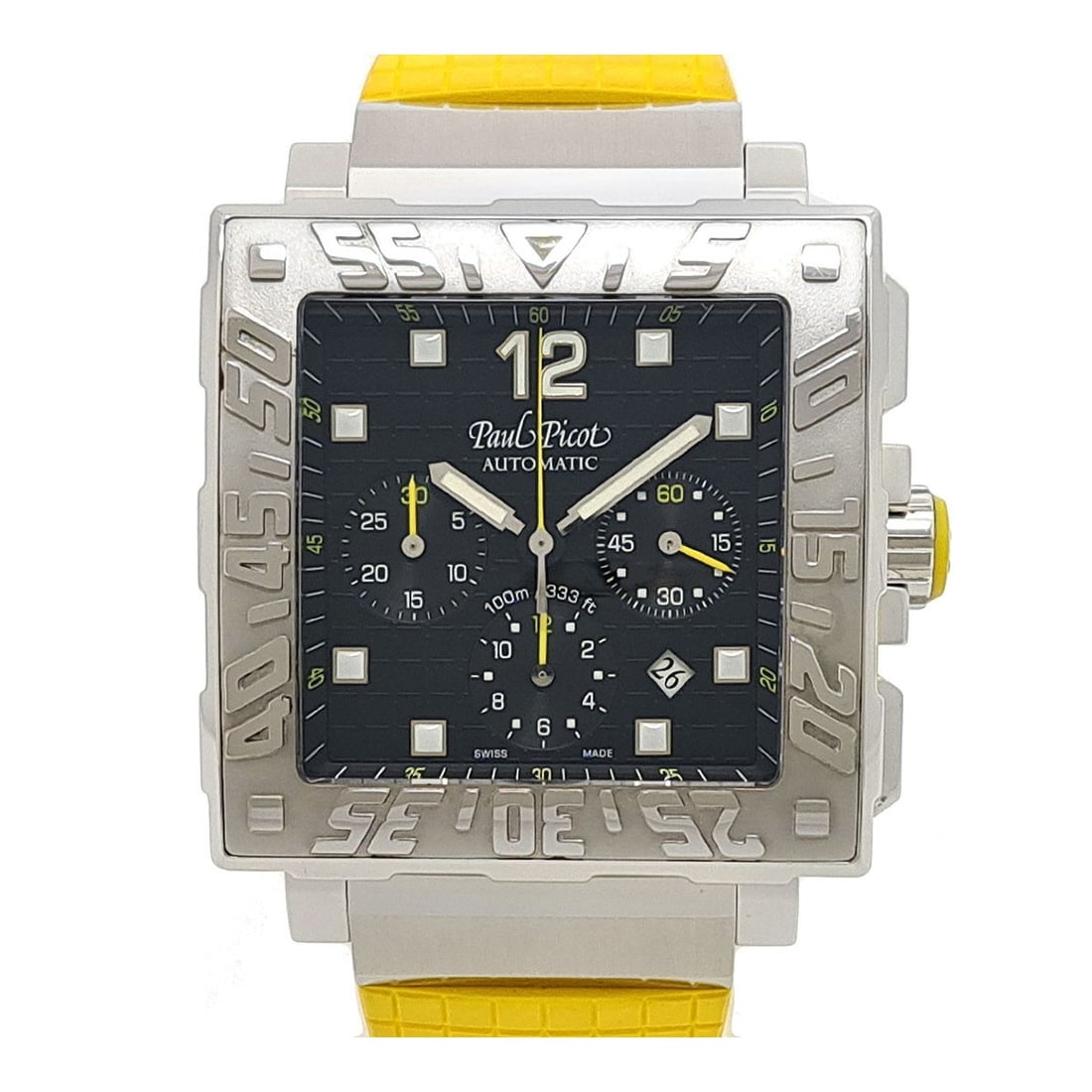 Paul Picot Automatic Black Dial Stainless Steel Wristwatch 0830SG: Paul Picot Automatic Black Dial Stainless Steel Wristwatch 0830SG This Paul Picot Plunger Type C 0830SG is a men's wristwatch crafted in Switzerland. The watch features a stainless steel case paired w