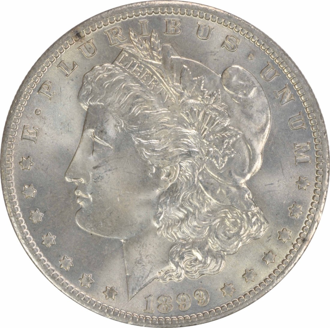 Uncirculated 1899-O Morgan Silver Dollar Choice BU Uncertified: Uncirculated 1899-O Morgan Silver Dollar Choice BU Uncertified This 1899-O Morgan Silver Dollar is a choice brilliant uncirculated example from the New Orleans Mint. Composed of silver, this pre-owned