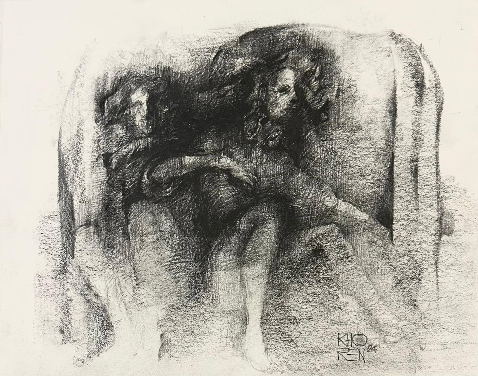 Khoren Keshishyan abstract pencil board drawing framed 11 x 14 (1 of 1)
