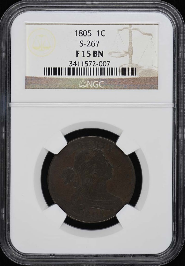 NGC F15BN 1805 Draped Bust Cent S-267 (1 of 2)