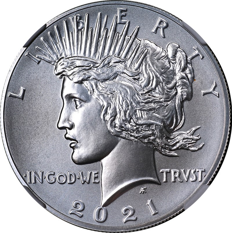 2021 Peace Silver Dollar NGC MS70 Uncirculated .999 Fine Silver: 2021 Peace Silver Dollar NGC MS70 Uncirculated .999 Fine Silver Introducing the 2021 Peace Silver Dollar, graded MS70 by NGC, featuring a striking brown label. This coin is uncirculated and composed o