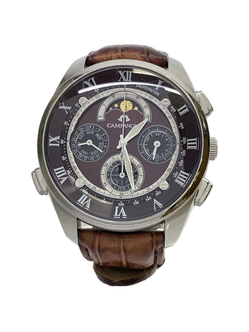 Citizen Campanola 6772-T007902 quartz wristwatch: Citizen Campanola 6772-T007902 quartz wristwatch This CITIZEN CAMPANOLA men's wristwatch features a quartz movement and is crafted in Japan. The watch comes with a brown leather strap and displays sli