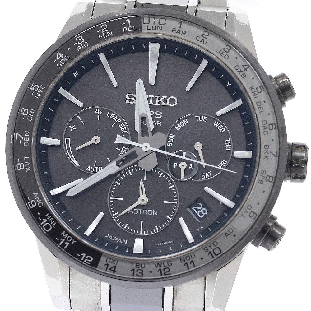 Seiko Astron Solar Radio Controlled Titanium Ceramic Men's Wristwatch SBXC011: Seiko Astron Solar Radio Controlled Titanium Ceramic Men's Wristwatch SBXC011 This SEIKO Astron men's wristwatch, model SBXC011/5X53-0AD0, features a robust titanium and ceramic case and band with a s