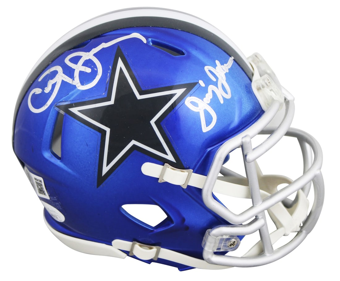 Dallas Cowboys Flash Speed Mini Helmet signed by Jimmy Johnson Jerry Jones (1 of 2)