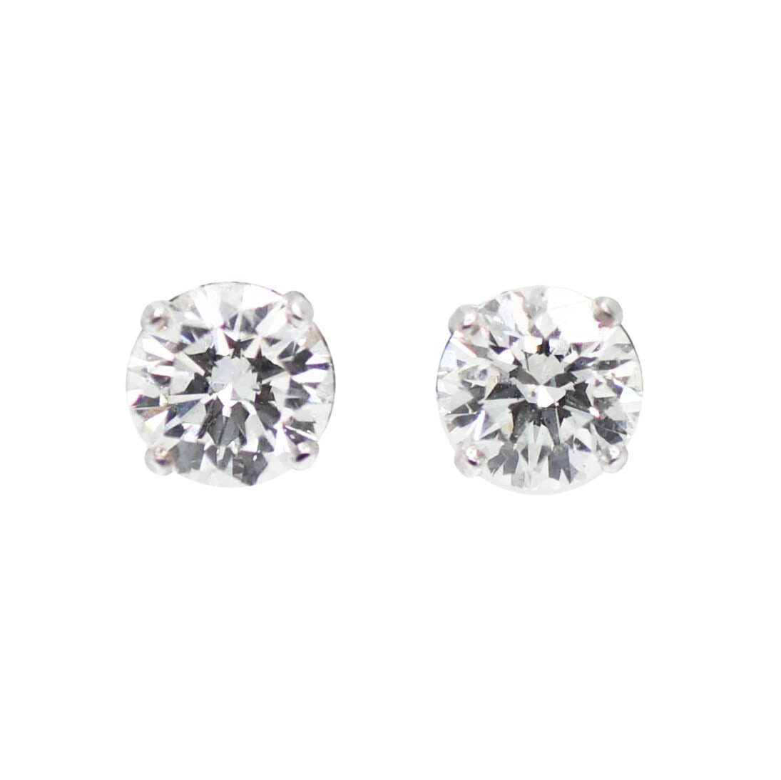 14K White Gold Round Brilliant Diamond Stud Earrings .90 TDW (1 of 7)