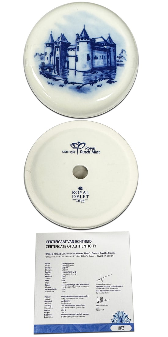 Royal Dutch Mint Royal Delft 1 oz Silver Rider coin porcelain display set (1 of 4)