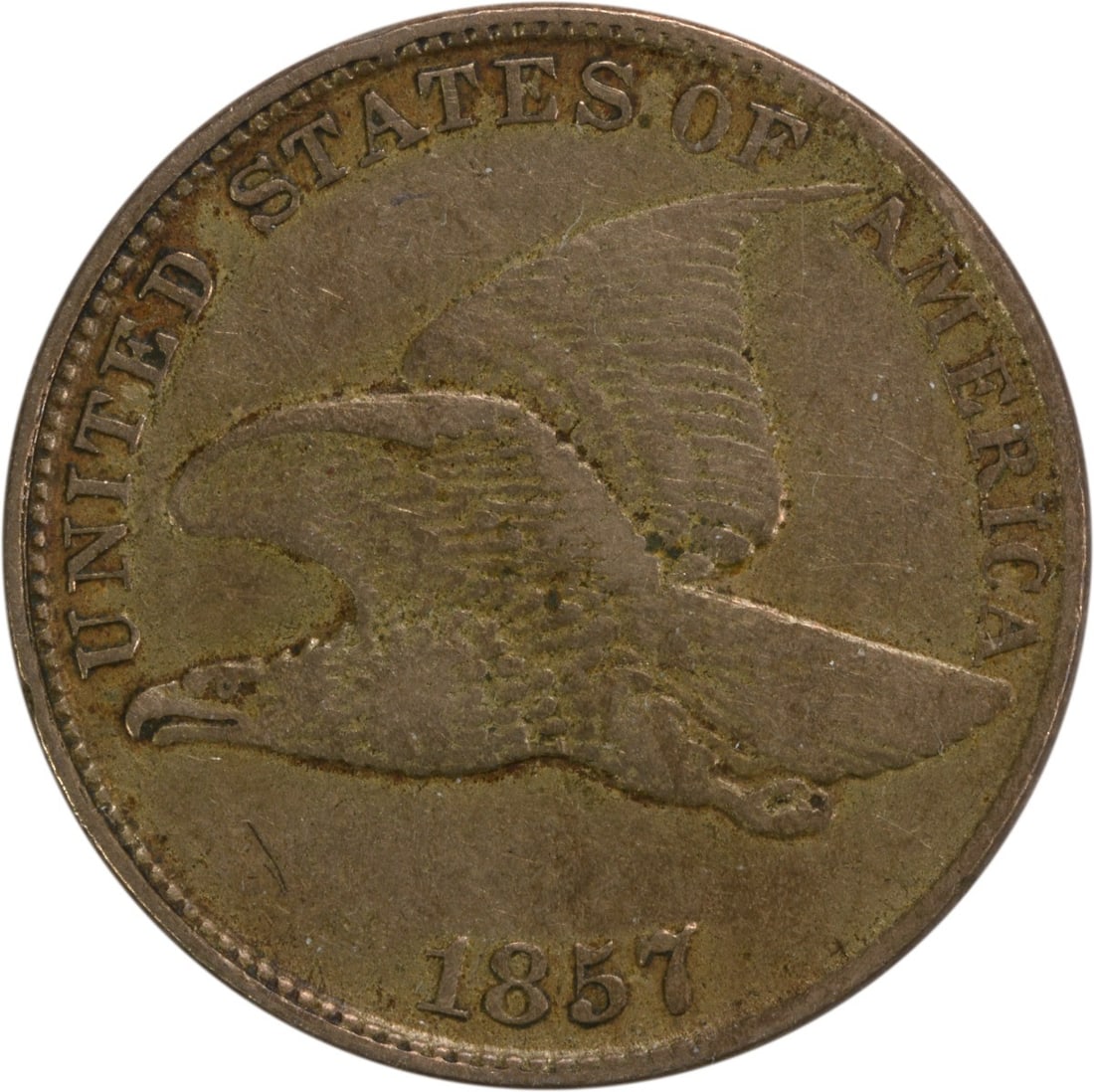 1857 Flying Eagle Cent AU Uncertified Copper Nickel Coin (1 of 2)
